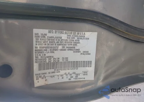 2001 Ford Taurus Ses from USA, damaged, VIN 1FAFP55S21G131717